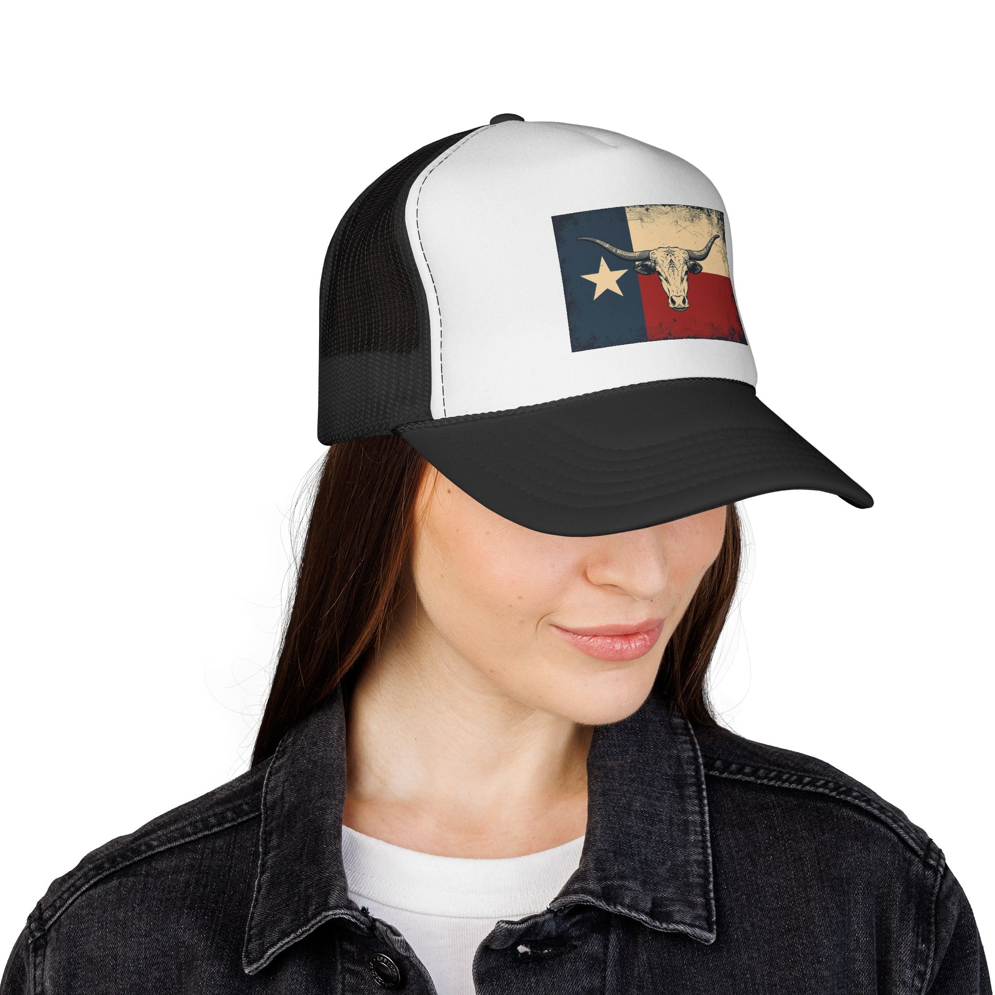 Texas Flag and Longhorn Trucker Hat