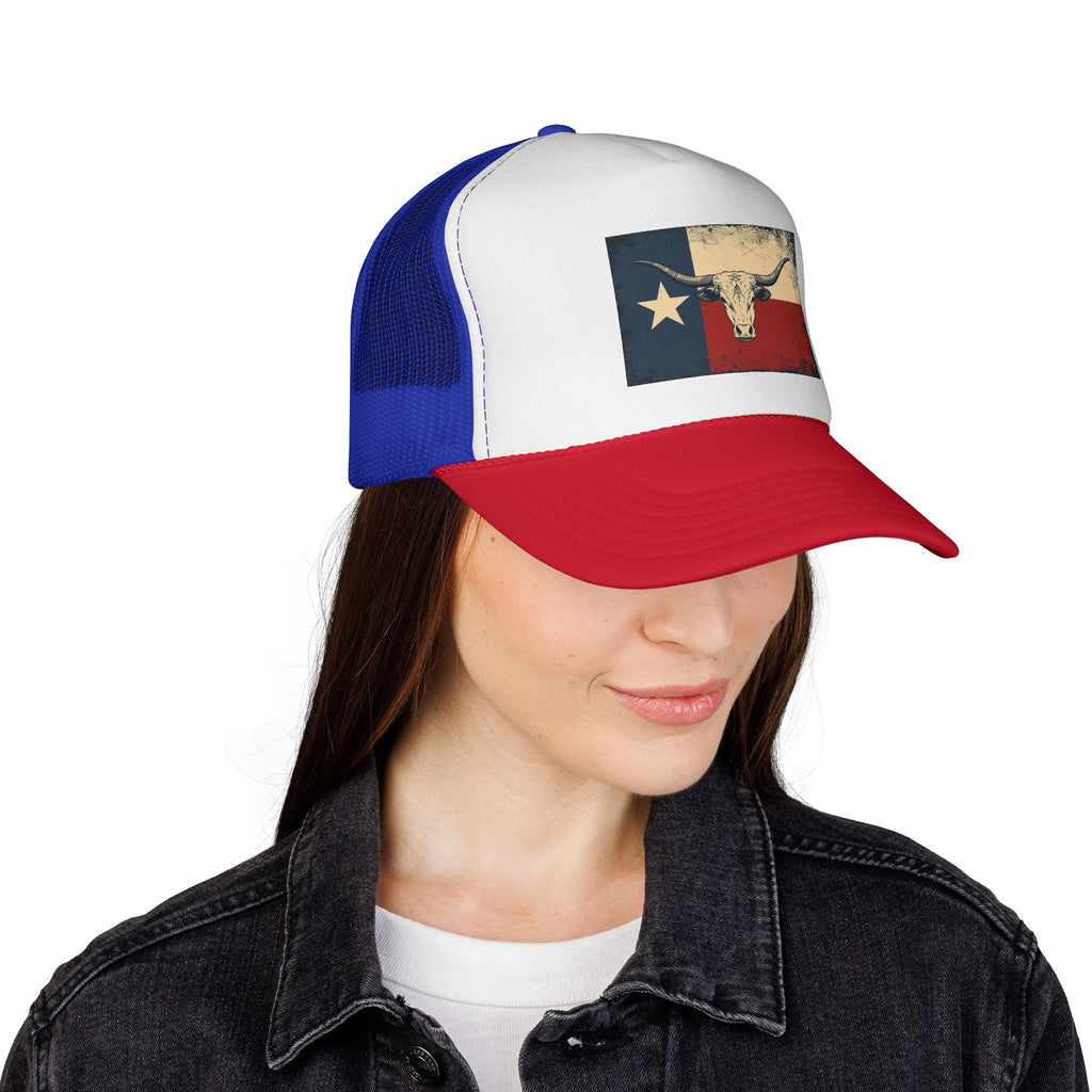 Texas Flag and Longhorn Trucker Hat