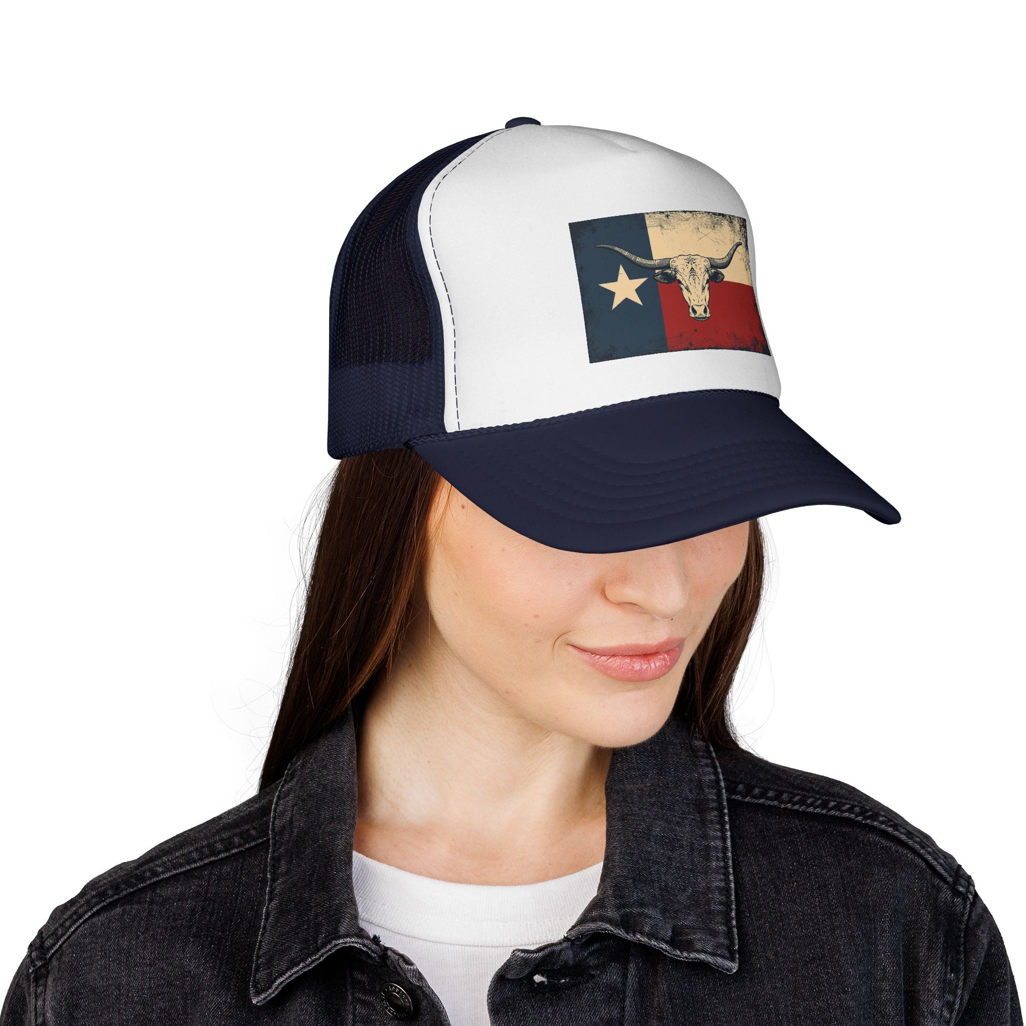 Texas Flag and Longhorn Trucker Hat